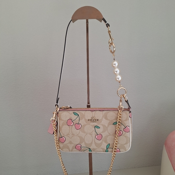 NWT coach Nolita 19 In Signature Canvas With Heart Cherry Print Cherry Charm